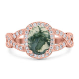 Oval Natural Stone Infinity Twisted Ring