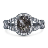Oval Natural Stone Infinity Twisted Ring