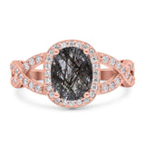 Oval Natural Stone Infinity Twisted Ring
