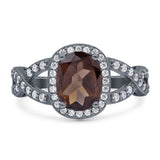 Oval Natural Stone Infinity Twisted Ring