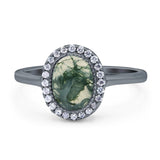 Art Deco Oval Natural Stone Wedding Ring