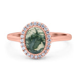 Art Deco Oval Natural Stone Wedding Ring