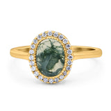 Art Deco Oval Natural Stone Wedding Ring