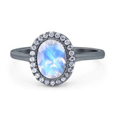 Art Deco Oval Natural Stone Wedding Ring