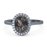 Art Deco Oval Natural Stone Wedding Ring