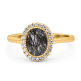 Art Deco Oval Natural Stone Wedding Ring