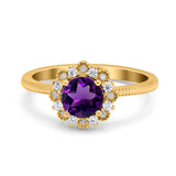 Art Deco Round Natural Stone Floral Ring