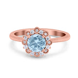 Art Deco Round Natural Stone Floral Ring