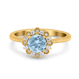 Art Deco Round Natural Stone Floral Ring