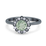 Art Deco Round Natural Stone Floral Ring
