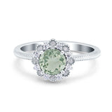 Art Deco Round Natural Stone Floral Ring