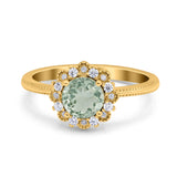 Art Deco Round Natural Stone Floral Ring