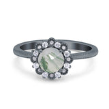 Art Deco Round Natural Stone Floral Ring
