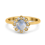 Art Deco Round Natural Stone Floral Ring