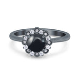 Art Deco Round Natural Stone Floral Ring