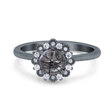 Art Deco Round Natural Stone Floral Ring