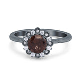 Art Deco Round Natural Stone Floral Ring