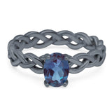 Oval Natural Stone Braided Solitaire Ring