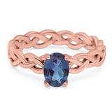 Oval Natural Stone Braided Solitaire Ring