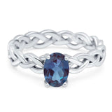 Oval Natural Stone Braided Solitaire Ring