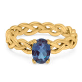 Oval Natural Stone Braided Solitaire Ring