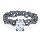 Oval Natural Stone Braided Solitaire Ring