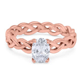 Oval Natural Stone Braided Solitaire Ring