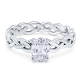Oval Moissanite Braided Solitaire Ring 925 Sterling Silver