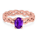 Oval Natural Stone Braided Solitaire Ring