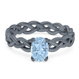 Oval Natural Stone Braided Solitaire Ring