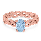 Oval Natural Stone Braided Solitaire Ring