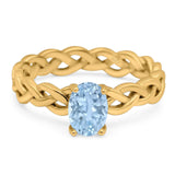 Oval Natural Stone Braided Solitaire Ring