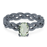 Oval Natural Stone Braided Solitaire Ring