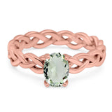 Oval Natural Stone Braided Solitaire Ring