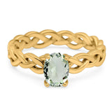 Oval Natural Stone Braided Solitaire Ring