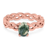 Oval Natural Stone Braided Solitaire Ring