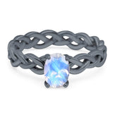 Oval Natural Stone Braided Solitaire Ring