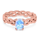 Oval Natural Stone Braided Solitaire Ring