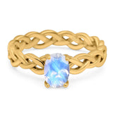 Oval Natural Stone Braided Solitaire Ring