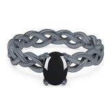 Oval Natural Stone Braided Solitaire Ring