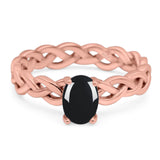 Oval Natural Stone Braided Solitaire Ring