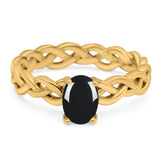 Oval Natural Stone Braided Solitaire Ring
