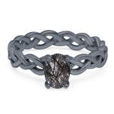 Oval Natural Stone Braided Solitaire Ring