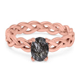 Oval Natural Stone Braided Solitaire Ring