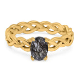 Oval Natural Stone Braided Solitaire Ring