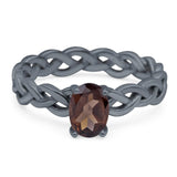 Oval Natural Stone Braided Solitaire Ring