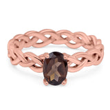 Oval Natural Stone Braided Solitaire Ring