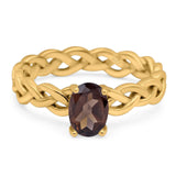 Oval Natural Stone Braided Solitaire Ring