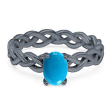 Oval Natural Stone Braided Solitaire Ring