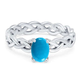 Oval Natural Stone Braided Solitaire Ring